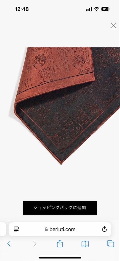 Berluti シルクハンカチ ブラウン