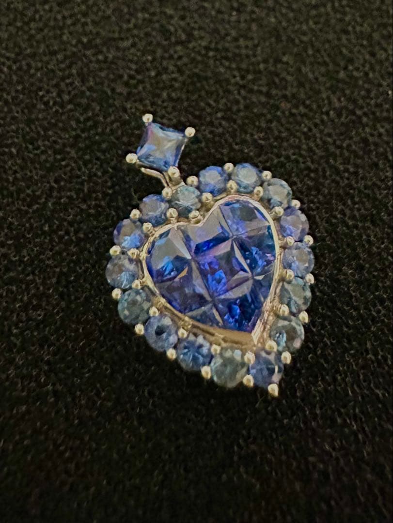 GSTV k18サファイアミステリーセッティングハートペンダントトップ新品未使用