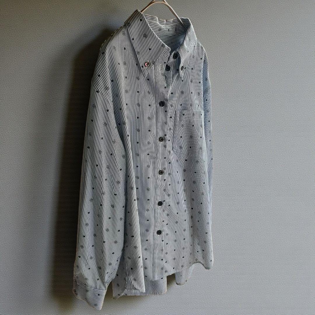 ロージーモンスター ハート ロゴ ストライプ シャツ ブラック