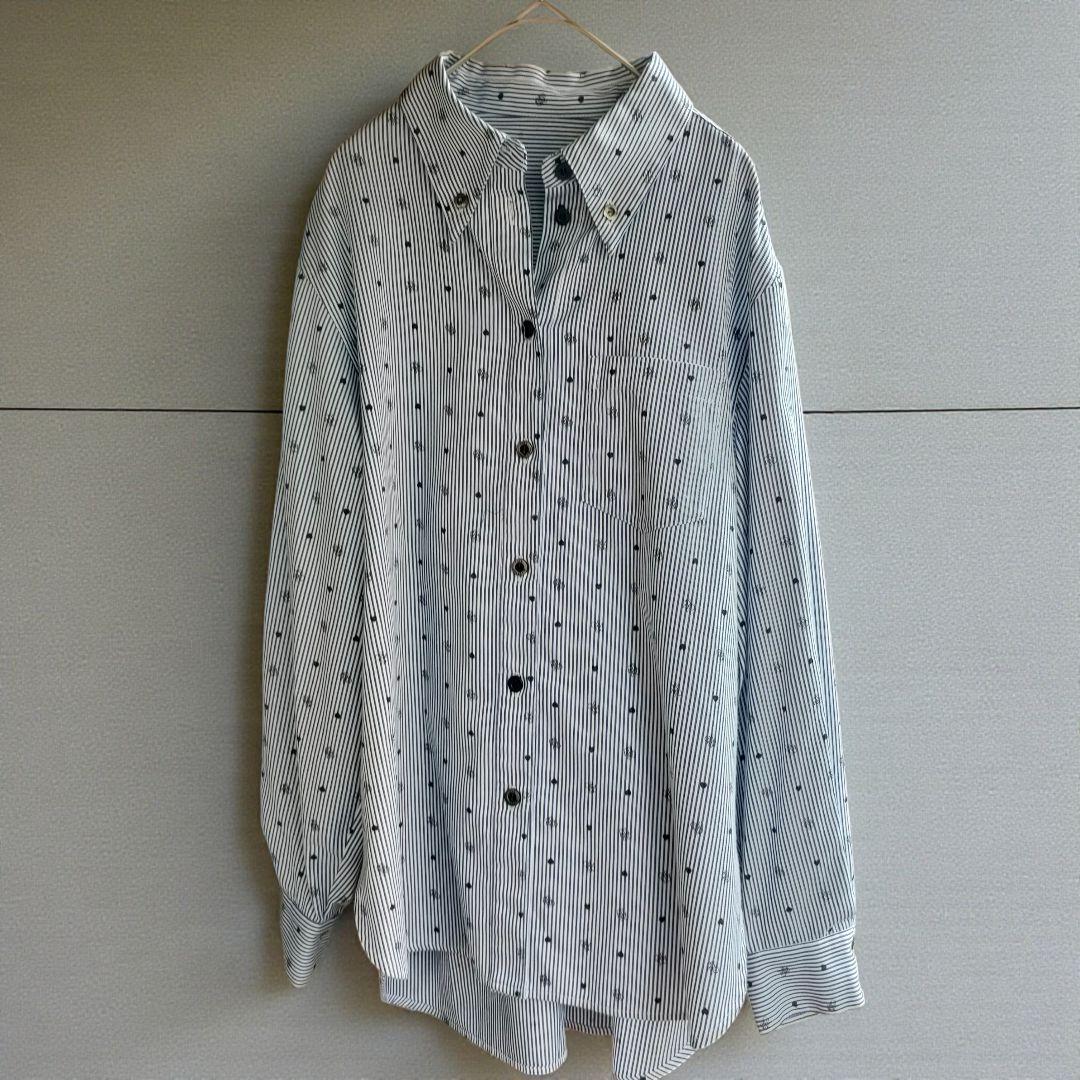 ロージーモンスター ハート ロゴ ストライプ シャツ ブラック