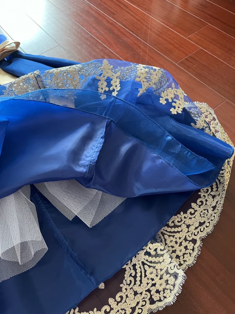 【美品】ジュニアドレス　ピアノ発表会ドレス　160cm ロイヤルブルー　青い鳥