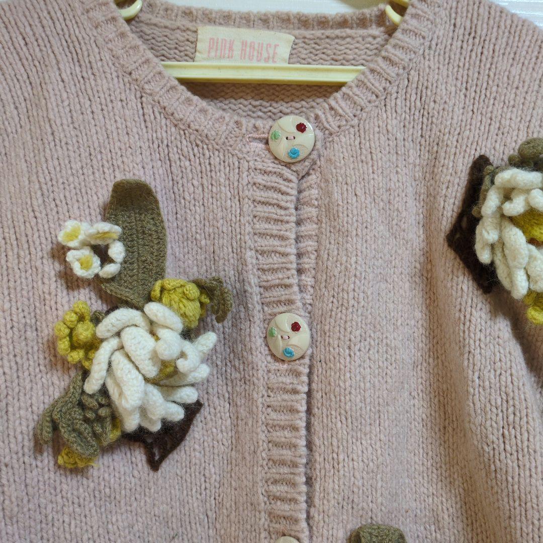 PINK HOUSE 花柄刺繍 カーディガン