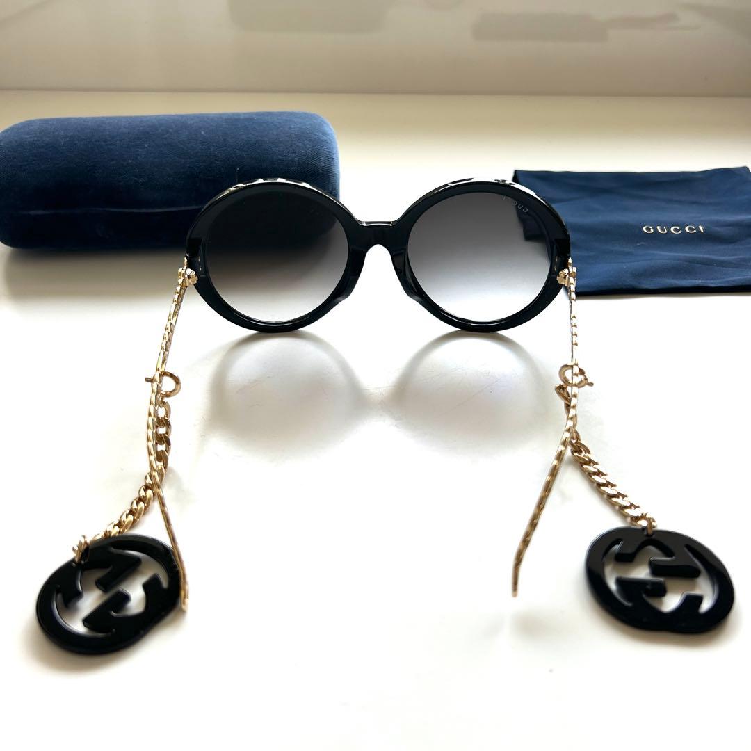 極美品！グッチ GUCCI サングラス　チェーン　インターロッキング チャーム付