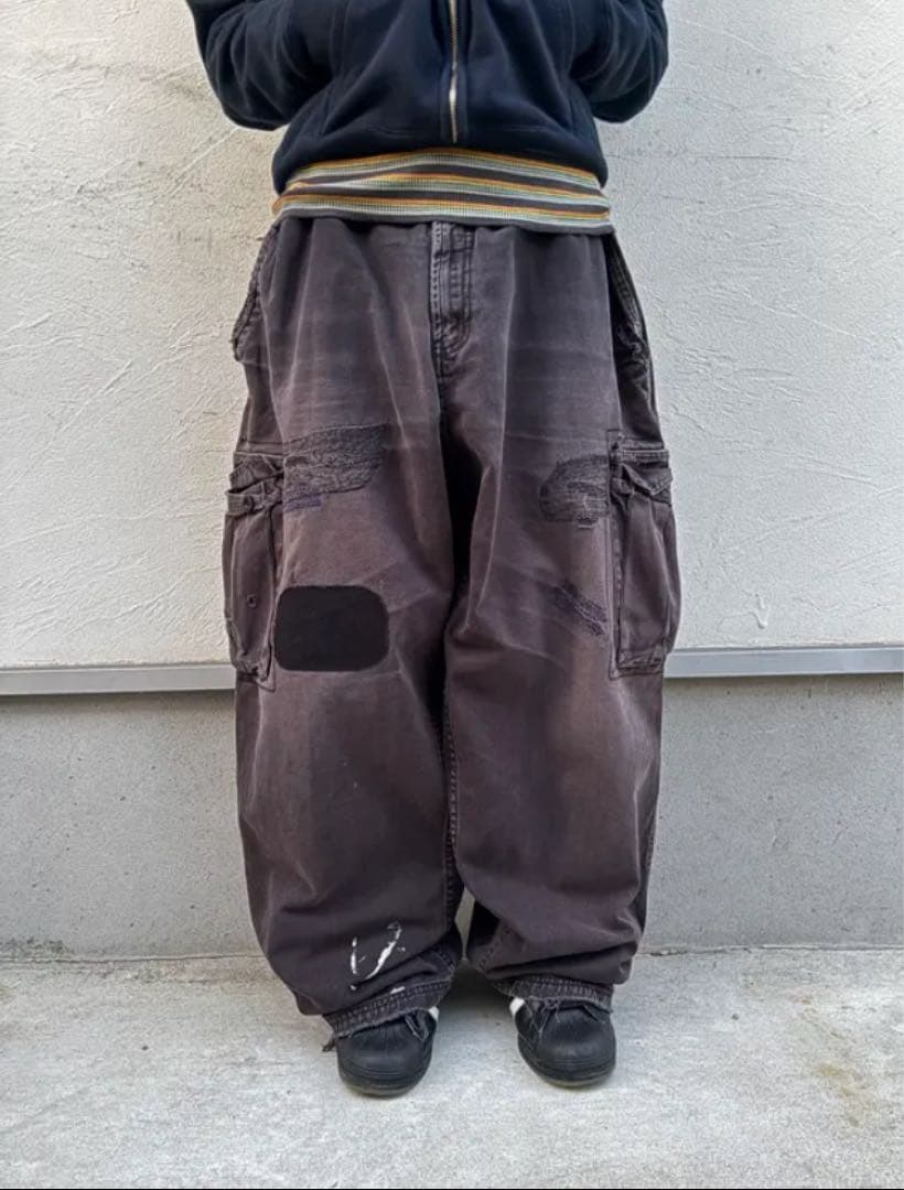 faded glory コットンカーゴパンツ フェード ブラック greeny