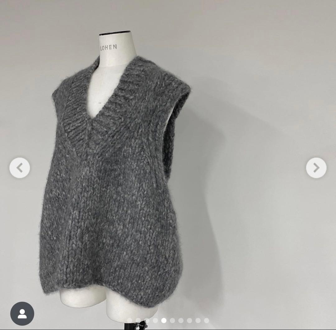 hana 　lohen ローヘン　カシミヤVネックベスト　グレー