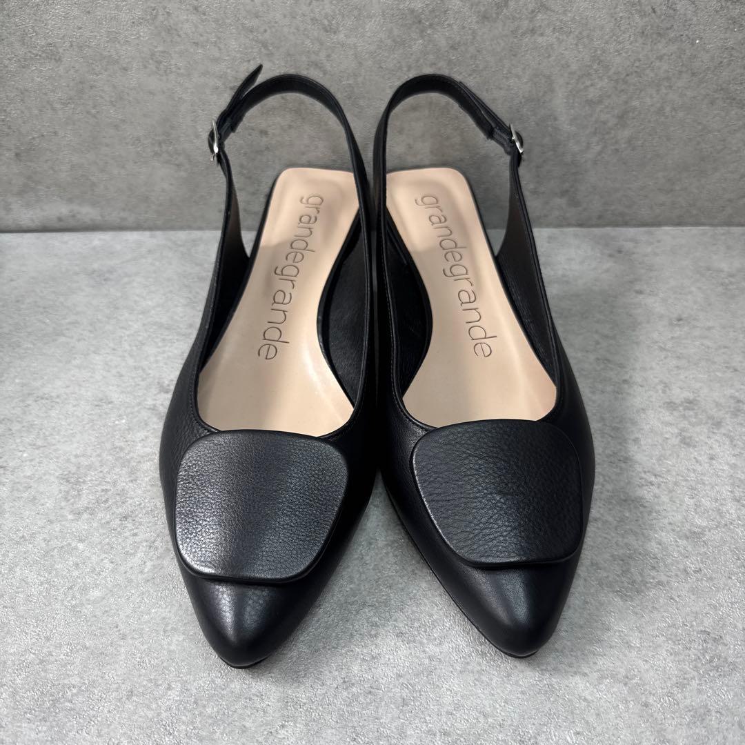 新品！グランデグランデ　26.5 ミュール　ポインテッド　ビジューレザーパンプス