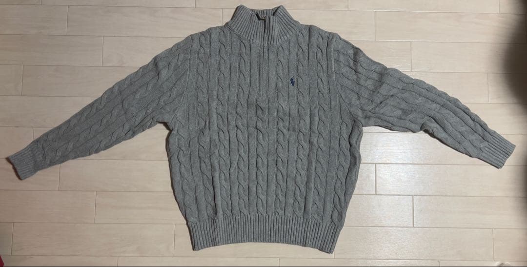POLO ラルフローレン ハーフジップ ニット グレー XL