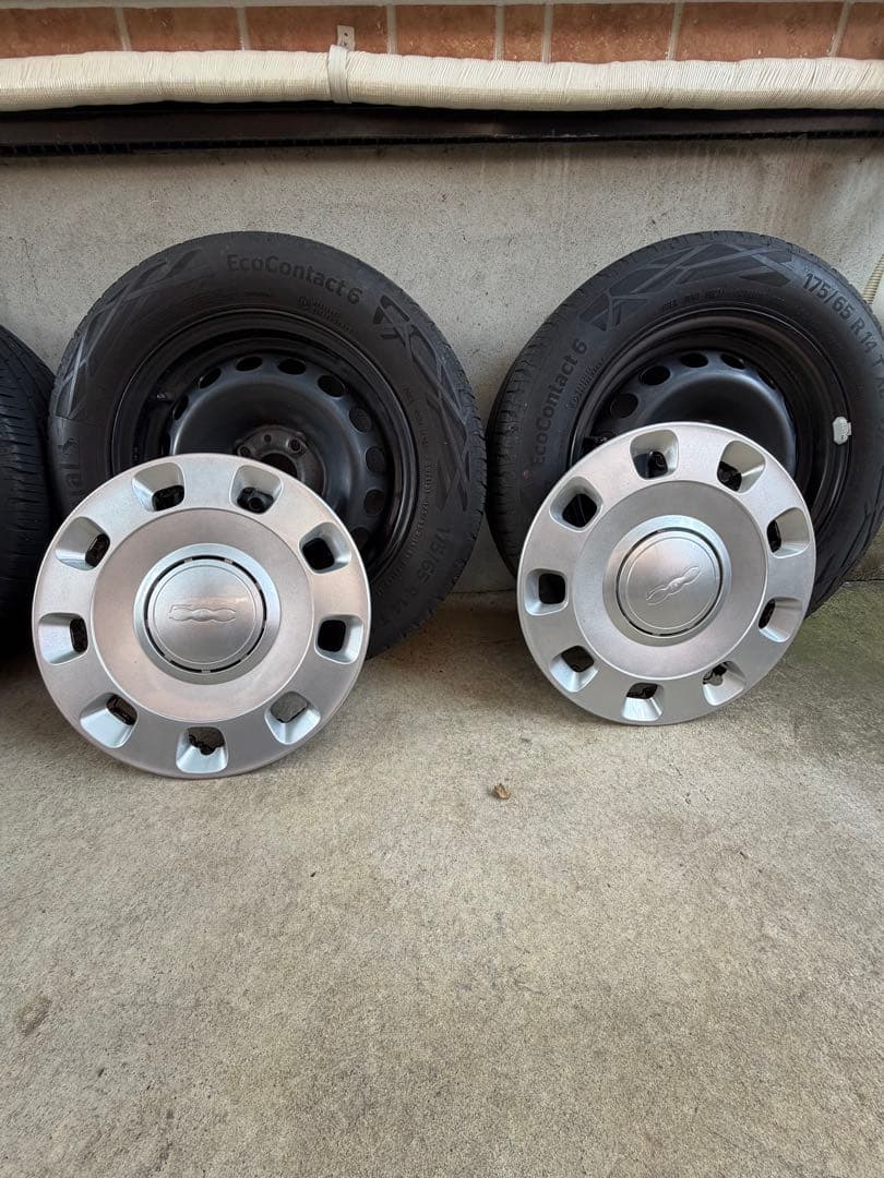 Fiat500純正スチールホイール4本セット フィアット500 ホイールカバー付