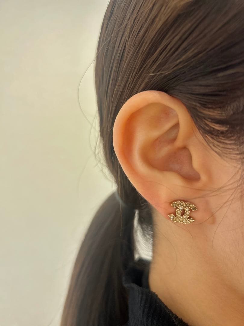 CHANEL シャネル ココマーク ピアス 片耳 ゴールド ラインストーン