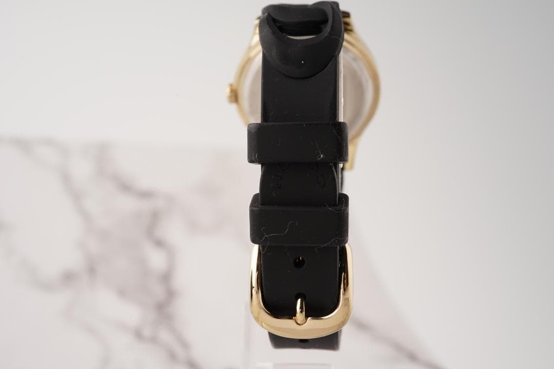 箱付き✨稼働 COACH–コーチ 腕時計 ブラック 文字盤 ベルト ゴールド色