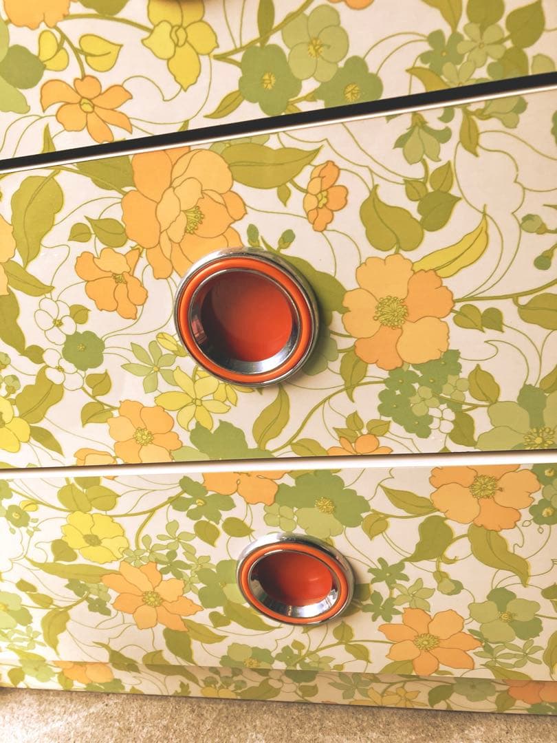 昭和レトロ レトロポップ 超美品 タンス 収納ケース 引き出し 花柄 グリーン