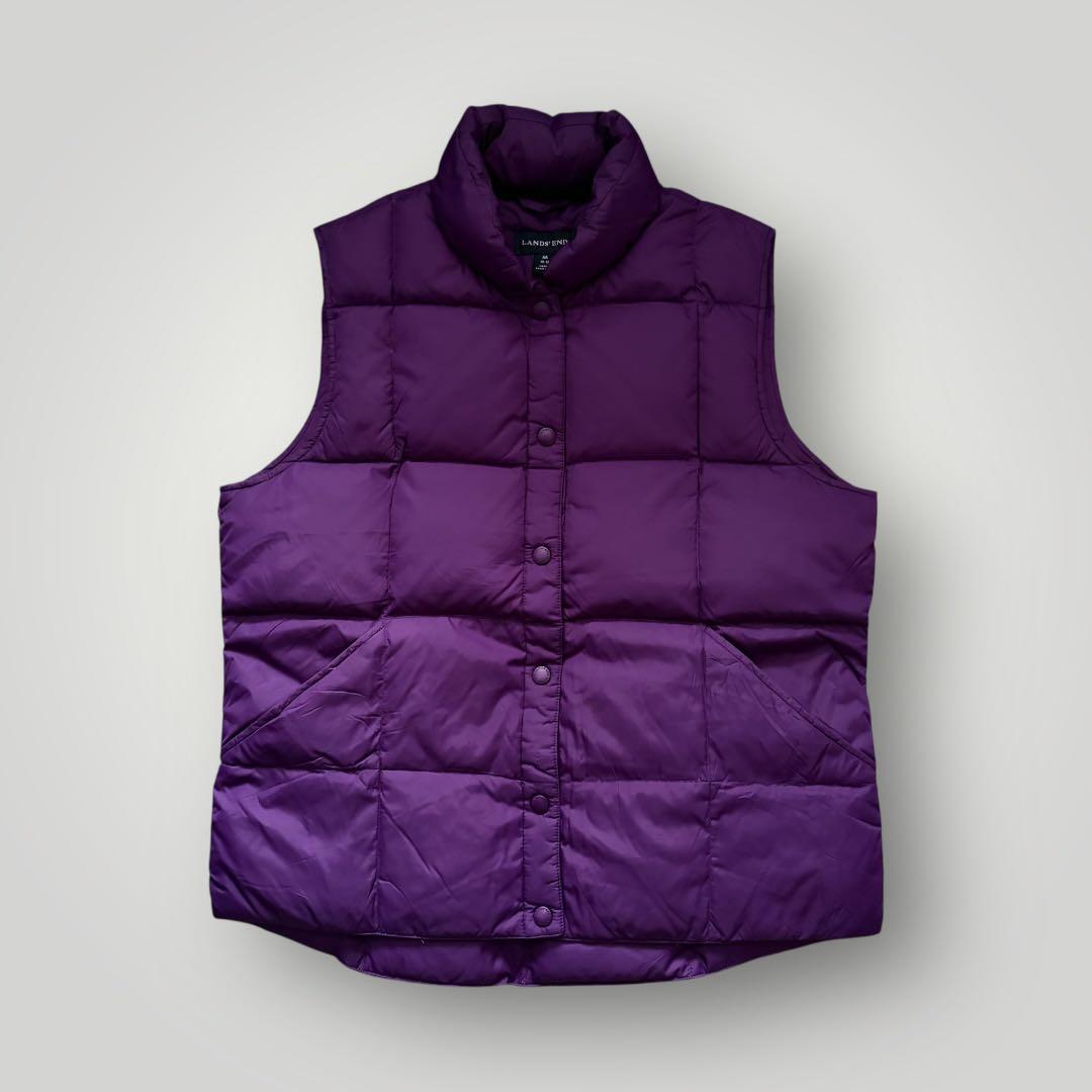 00s LANDS'END ランズエンド キルティング ダウンベスト 紫 M