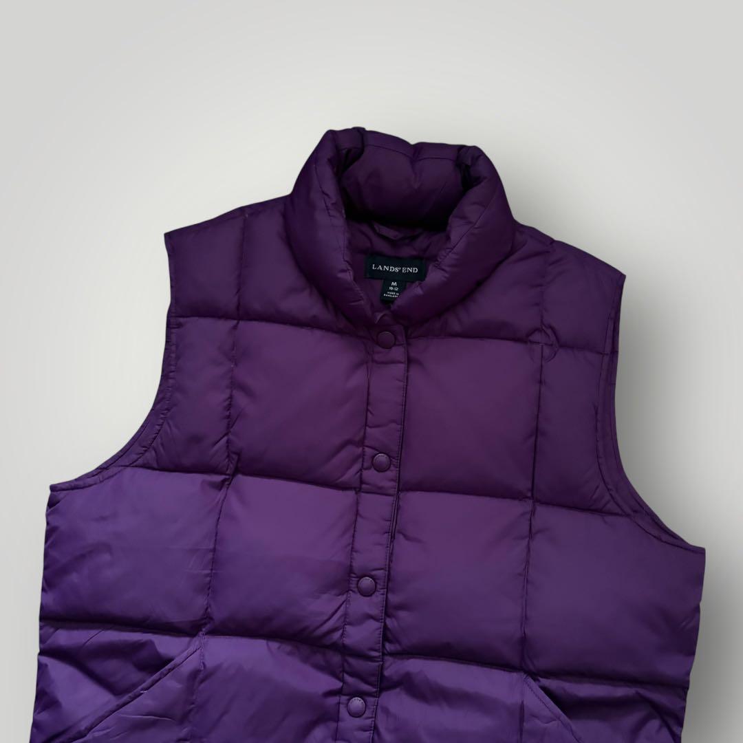 00s LANDS'END ランズエンド キルティング ダウンベスト 紫 M