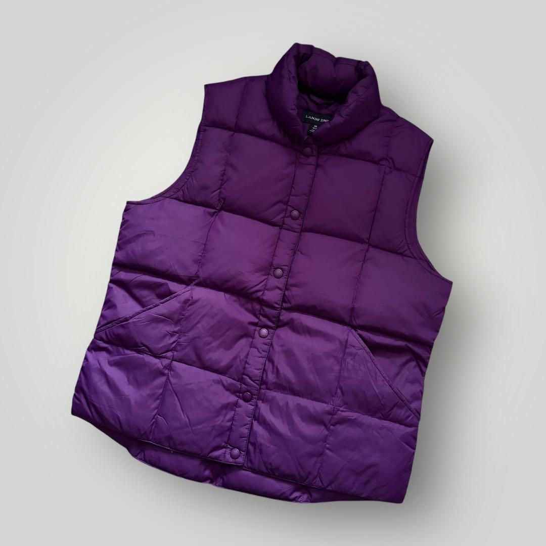 00s LANDS'END ランズエンド キルティング ダウンベスト 紫 M