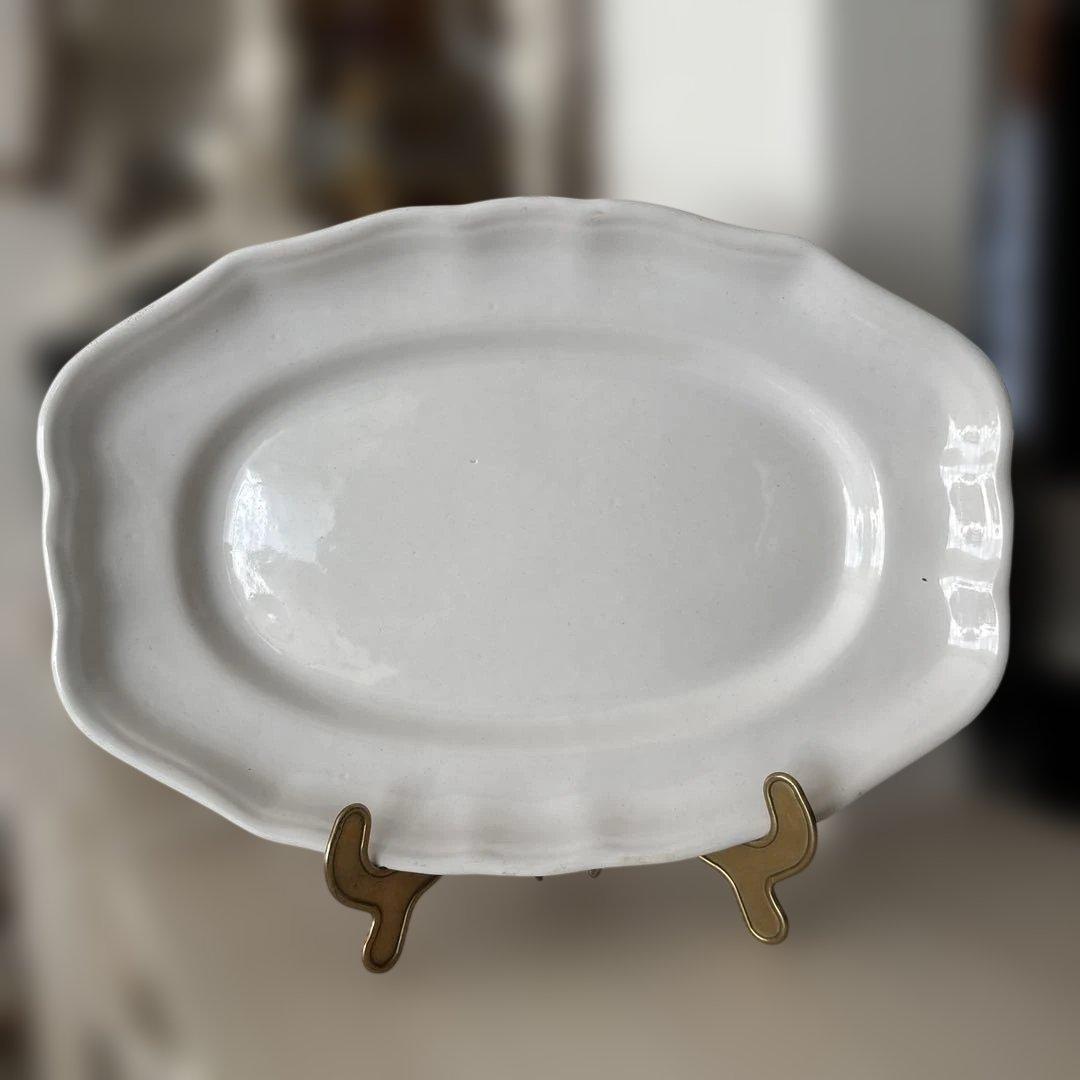 フランスアンティーク ムスティエ 花リム オーバル皿