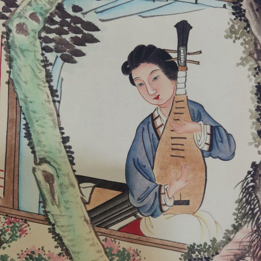 【特価】潘振镛 仕女游春図 中国絵画 四条屏 掛け軸 和室・床の間・玄関