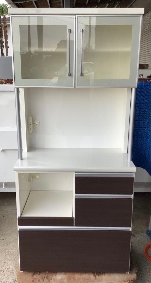 シギヤマ家具 キッチンボード レンジボード サンモア 幅80cm スライド棚有★