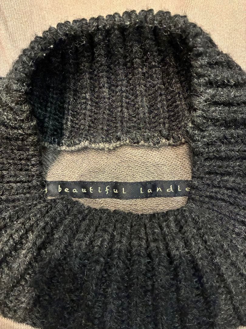 【19AW my beautiful landletニット切替スウェット】