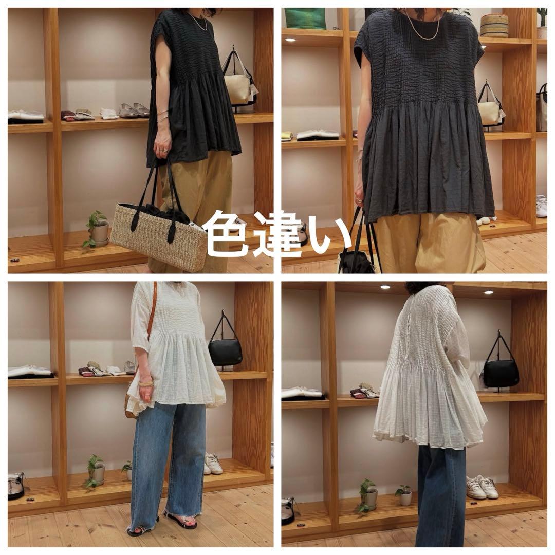 タンタン購入(maison de soil) ドビーチェックフレンチスリーブ