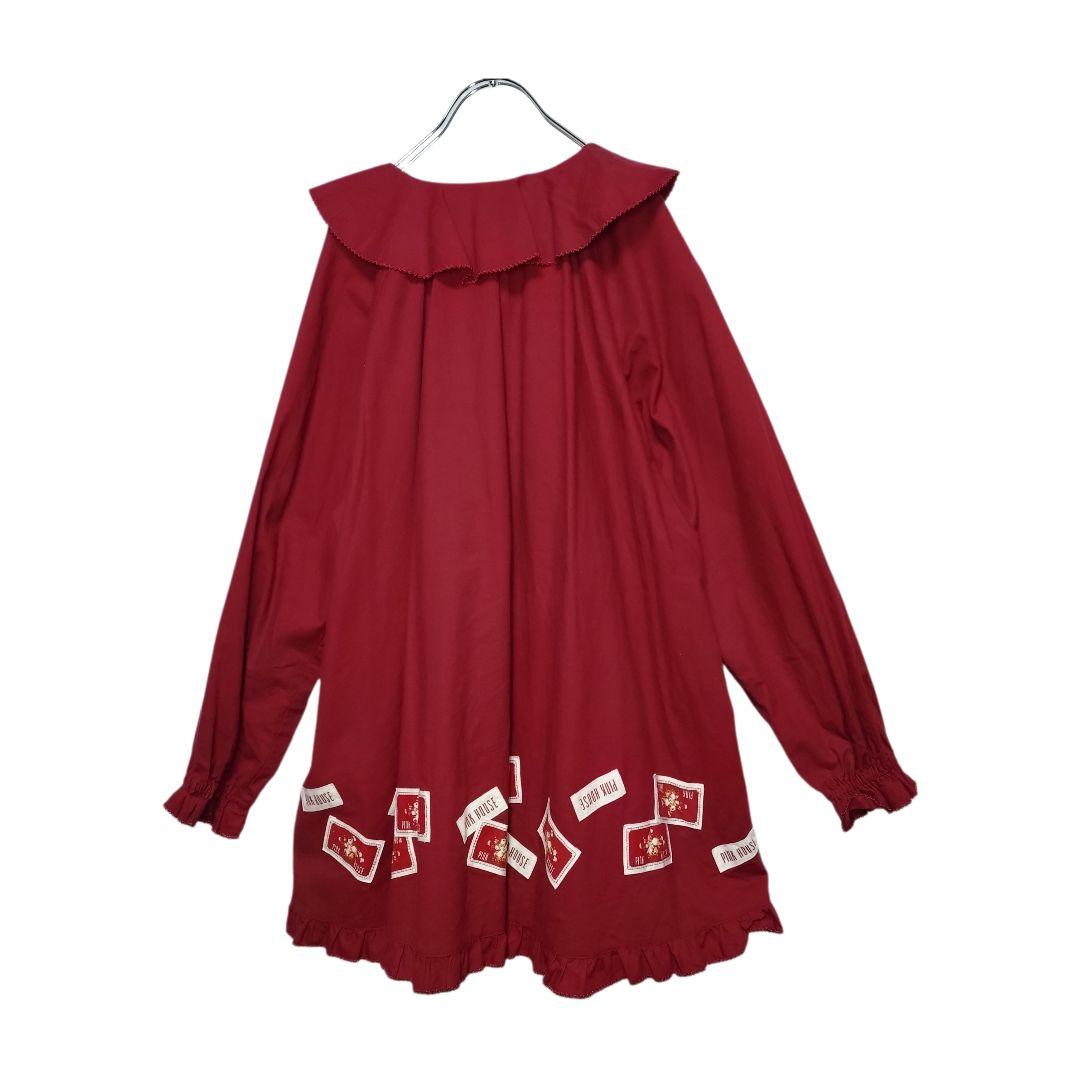 2022秋 PINK HOUSE ロゴネームワッペン 前開きチュニック ブラウス