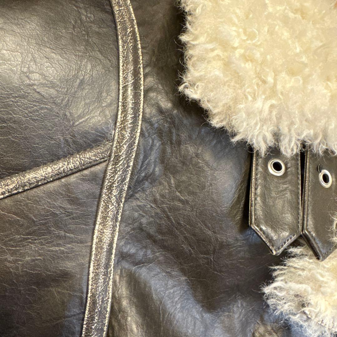 MURUA アンイーブンショートフェイクムートンジャケット ブラウン