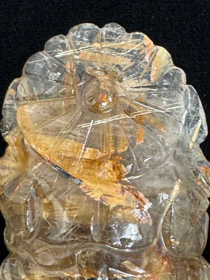 ルチルクォーツ　ガネーシャ像　太陽放射タイタンルチル　ルチルクオーツ