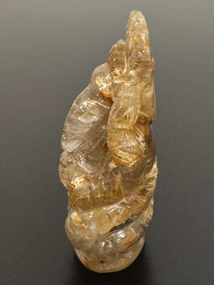 ルチルクォーツ　ガネーシャ像　太陽放射タイタンルチル　ルチルクオーツ