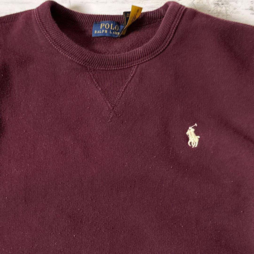 こ*わ様 ポロラルフローレン スウェット M ボルドー ワンポイント 刺繍 前V