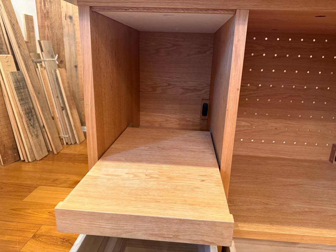 【展示品】※値下げ※オーダーメイド家具　木製キッチンカウンター ステンレス天板