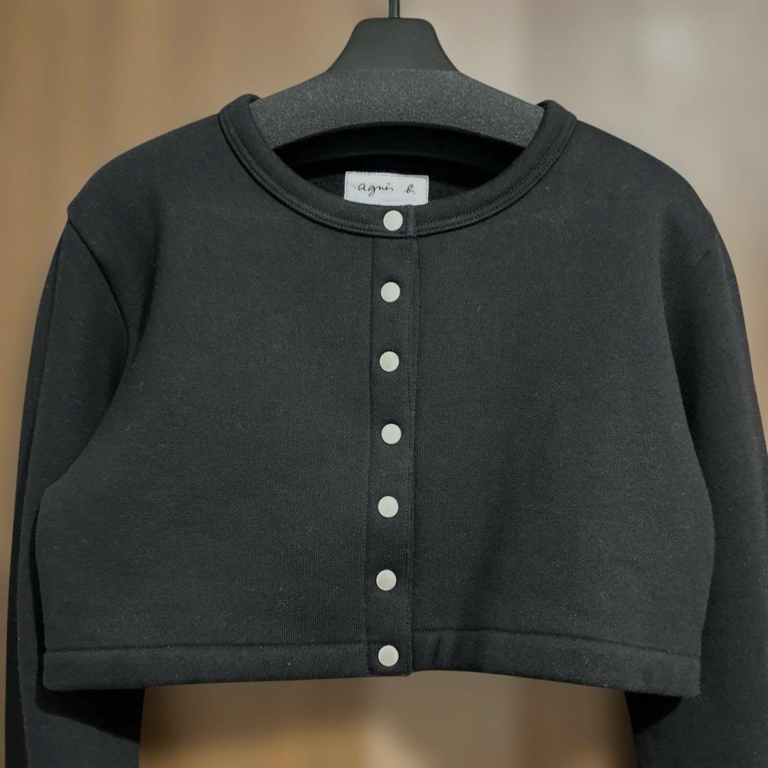 【新品タグ付き】アニエスベー　ブラック クロップド トップス 長袖　カーディガン