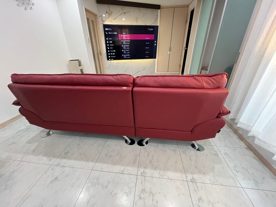 ニトリ★ロゾ★レッド★L型ソファー★右側カウチ引取大阪府