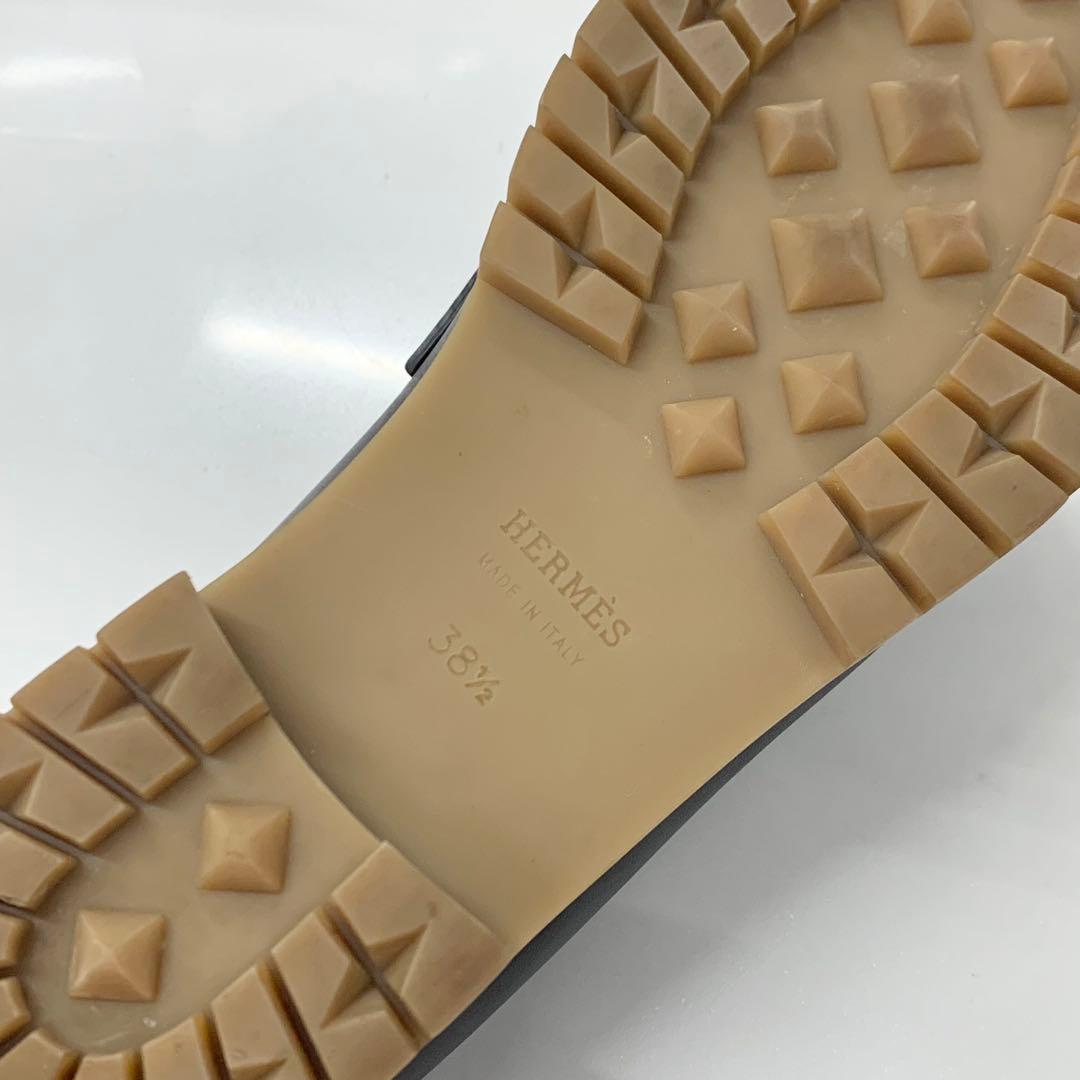 エルメス フォーブル H金具 レザー ローファー ブラック