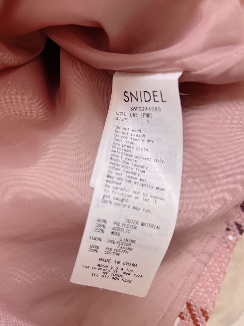 SNIDEL ロービングチェックミニスカート ピンク サイズ1