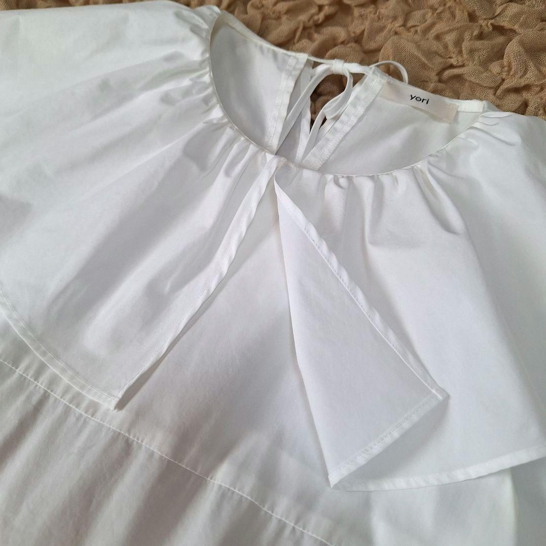 【美品】yori ヨリ　フリルカラーティアードチュニック　ホワイト　フリーサイズ