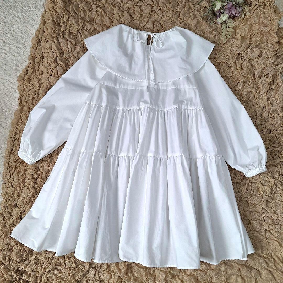 【美品】yori ヨリ　フリルカラーティアードチュニック　ホワイト　フリーサイズ