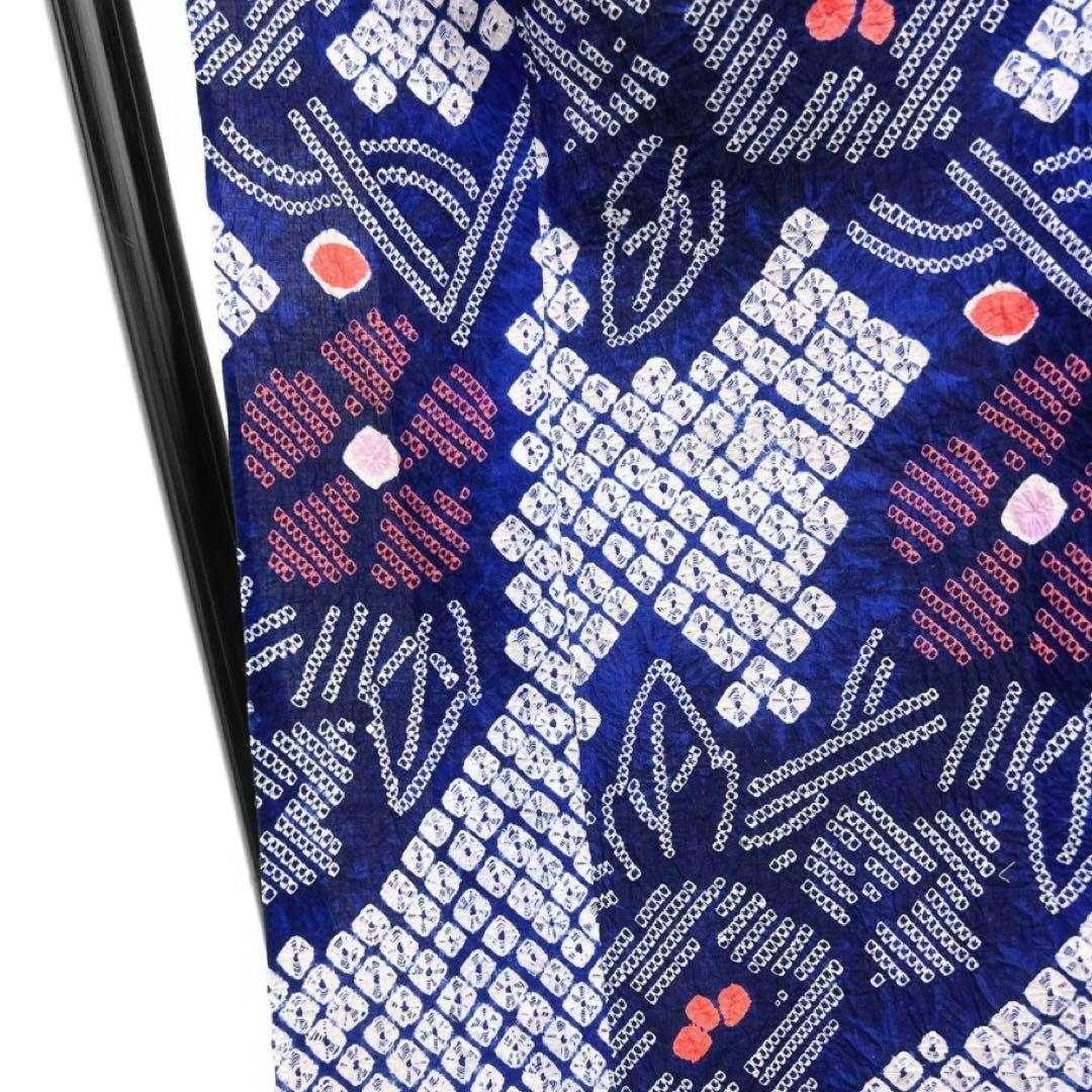 浴衣　有松鳴海絞り　朝顔　花模様　蔦　鹿の子　着物　064w d