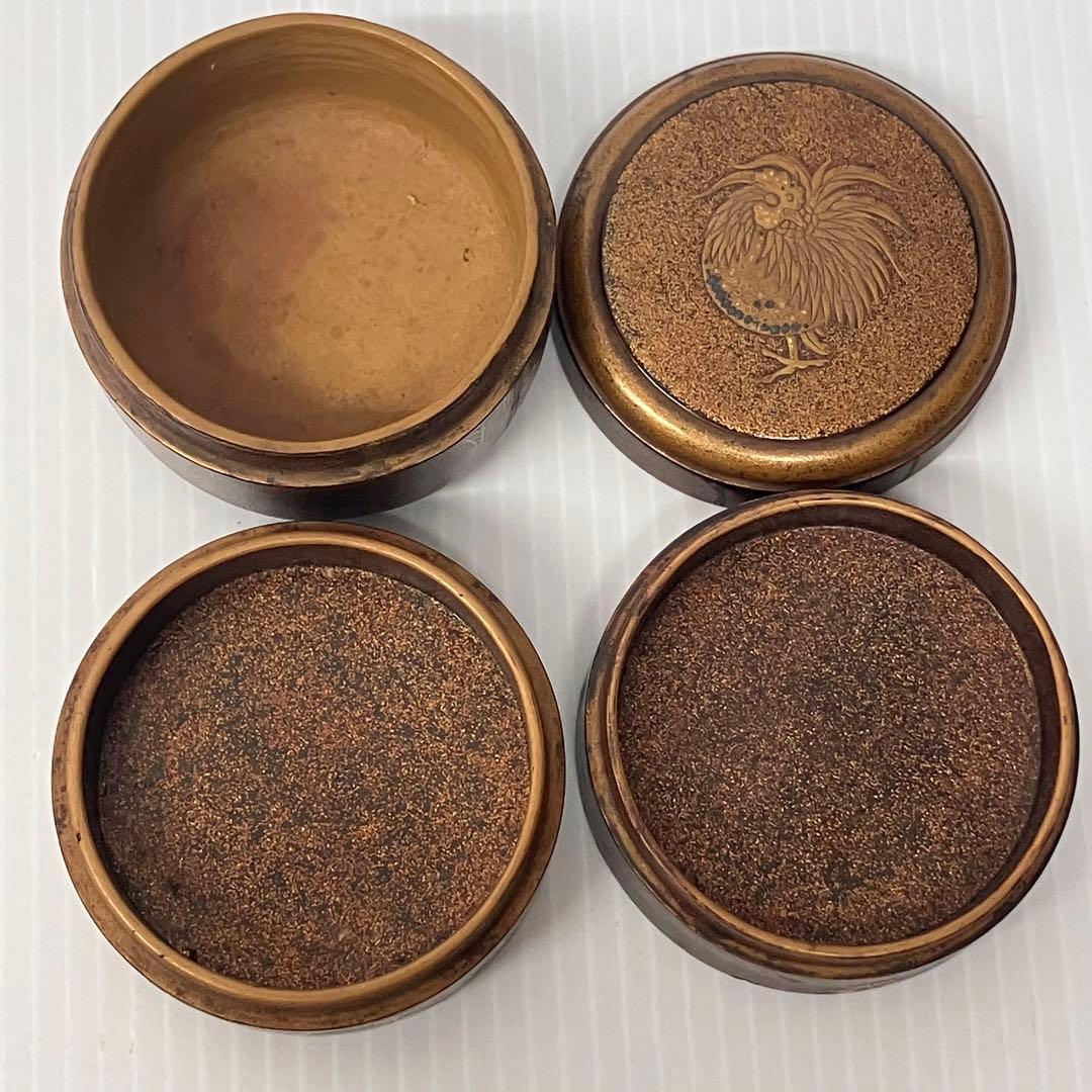 【重香合】茶道具　茶道　蒔絵　三段　漆器　金彩画　アンティーク　古美術