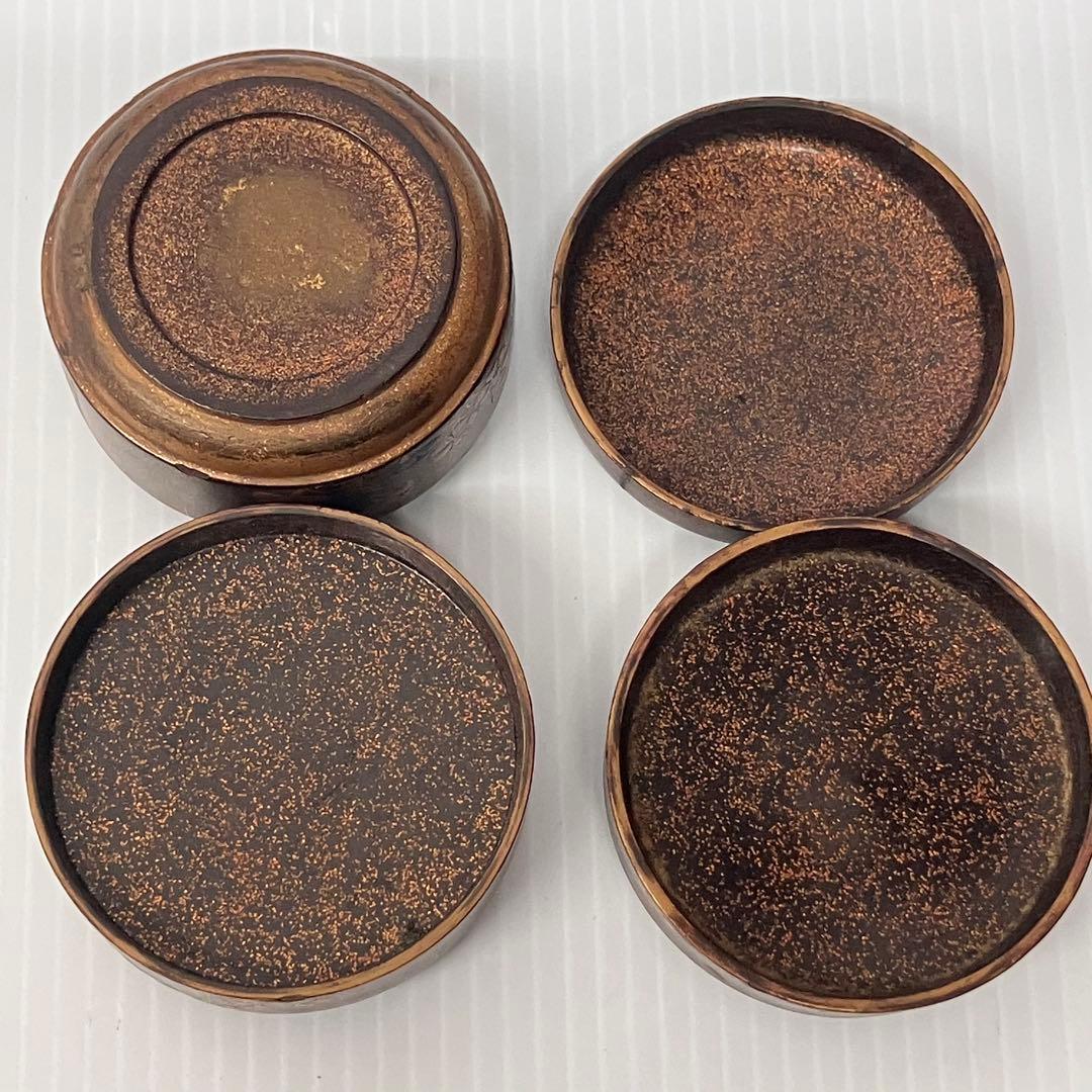 【重香合】茶道具　茶道　蒔絵　三段　漆器　金彩画　アンティーク　古美術