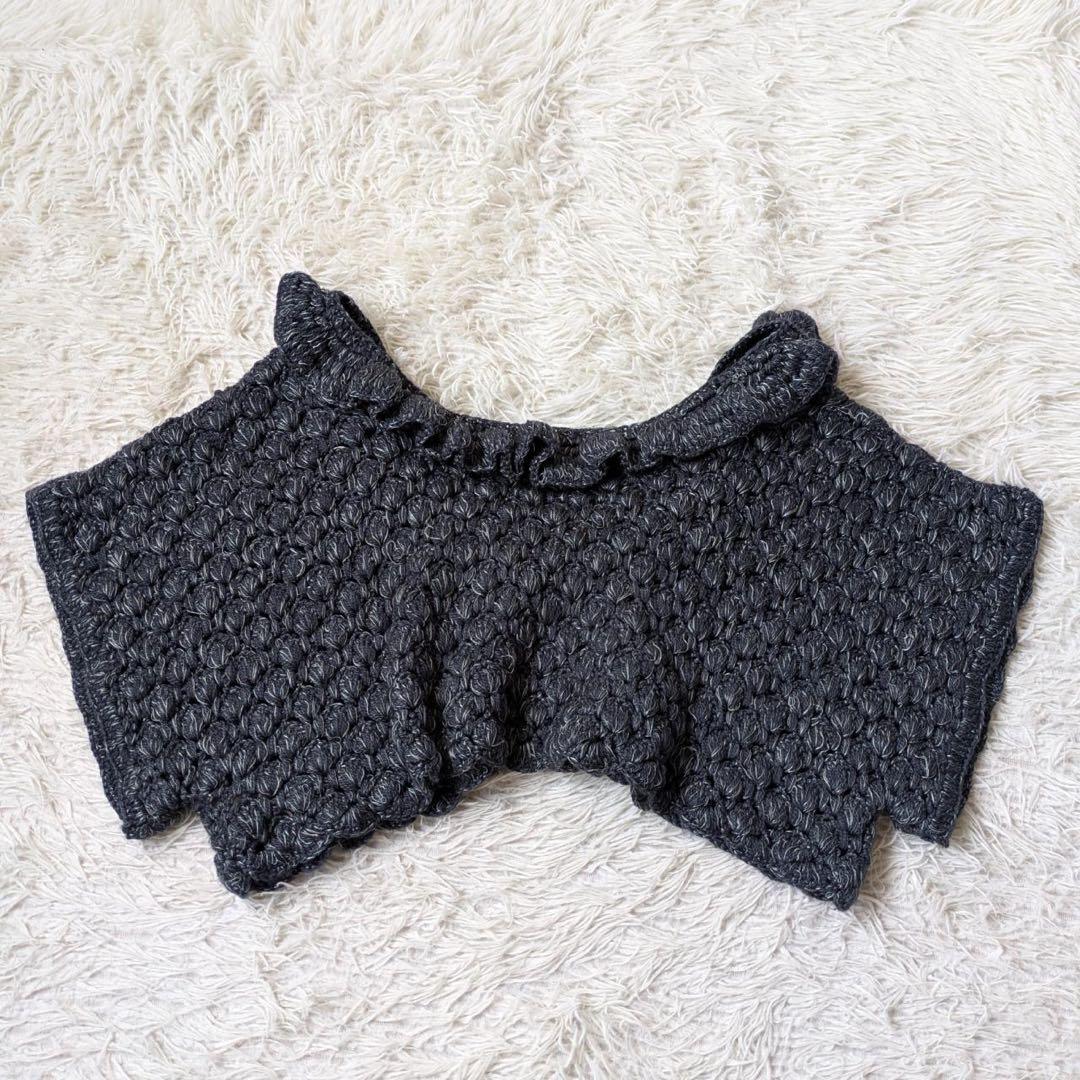 BUNON/ブノン　ハンドラッフルジレ（Gray）手編み　インド製　Free