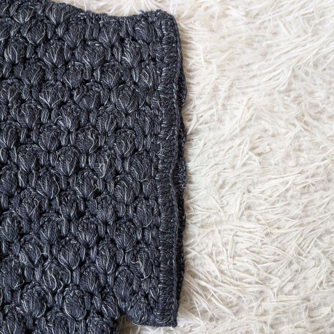 BUNON/ブノン　ハンドラッフルジレ（Gray）手編み　インド製　Free