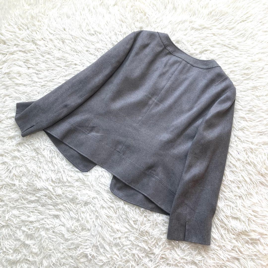 【大きいサイズ】23区　ノーカラージャケット　スエード　セットアップ　スカート