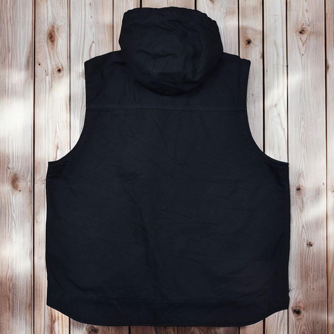 12M534◯ Carhartt ブラック フーディー ダックベスト ジャケット