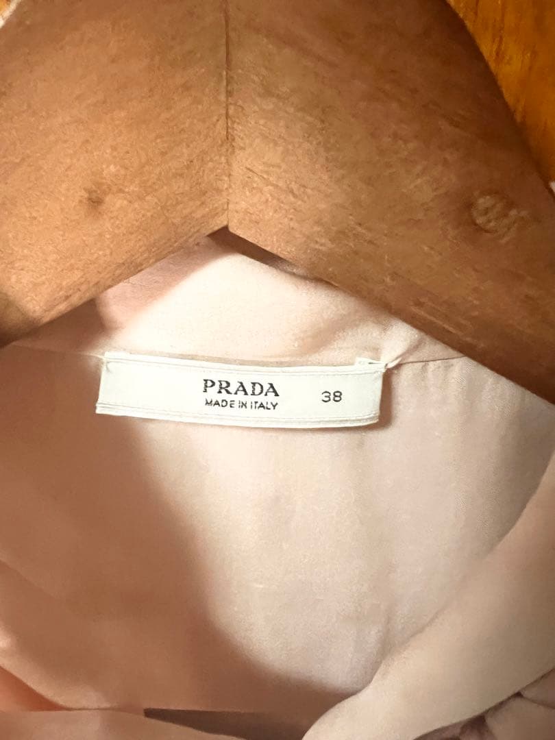 PRADA リボン付きブラウス 38 薄いピンク　シルク素材　Sサイズ