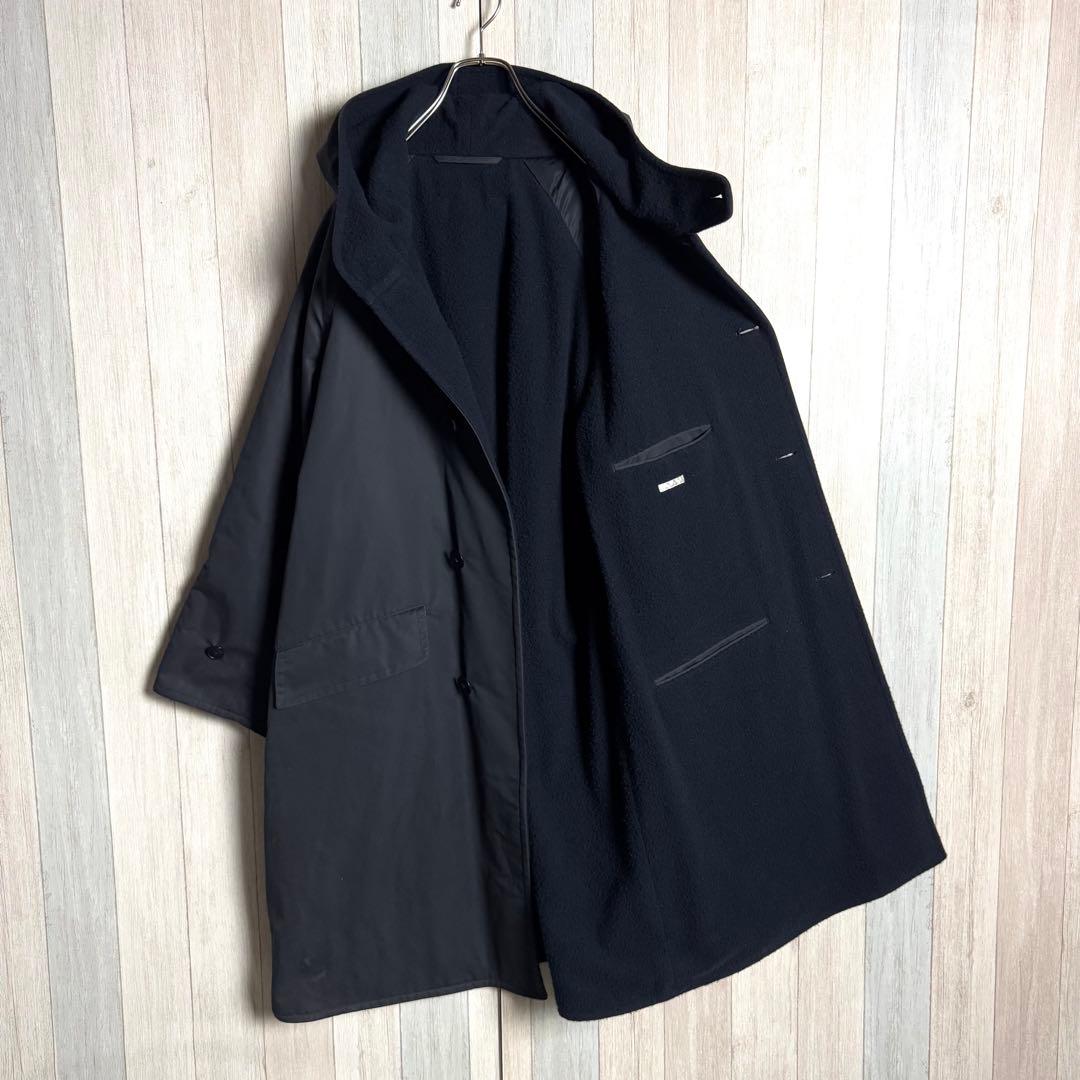3263【定番人気デザイン・美品】コモリ ウール裏地 ロング フーデットコート