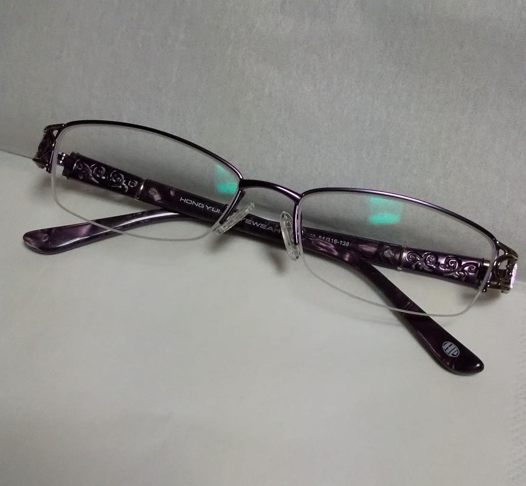 眼鏡 メガネ 度入り エレガント お洒落 花柄 レディース 紫 パープル