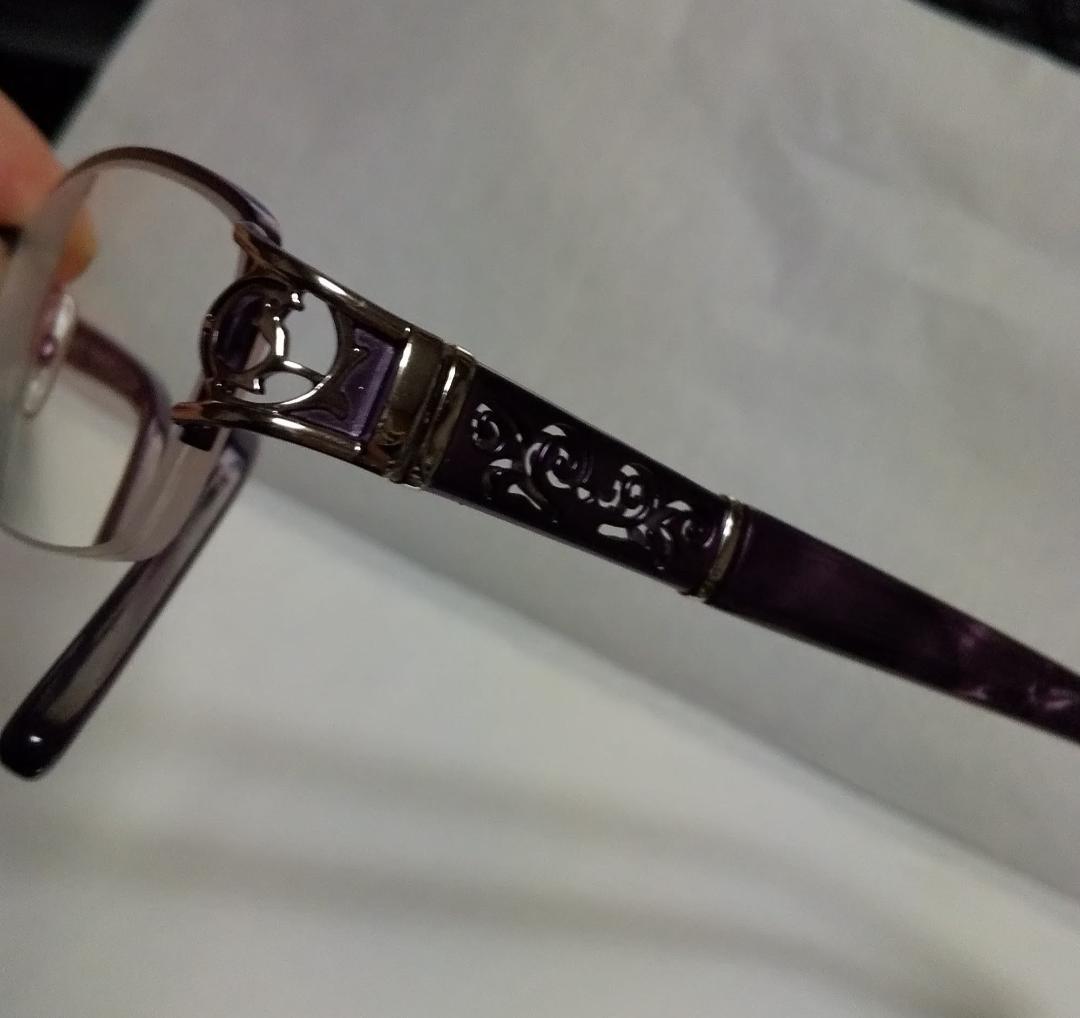 眼鏡 メガネ 度入り エレガント お洒落 花柄 レディース 紫 パープル