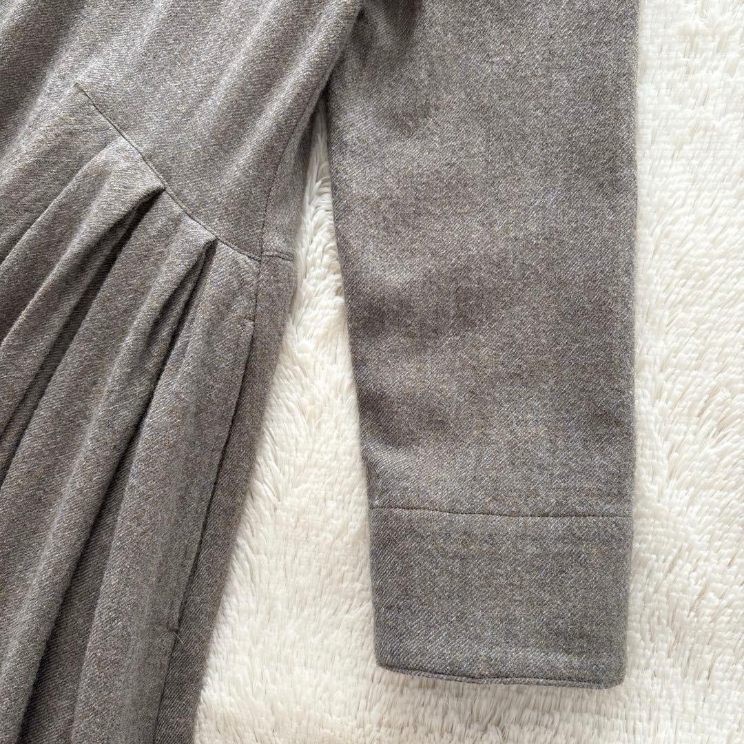 SA-RAH ウール　シャツワンピース　タック　ギャザーワンピース