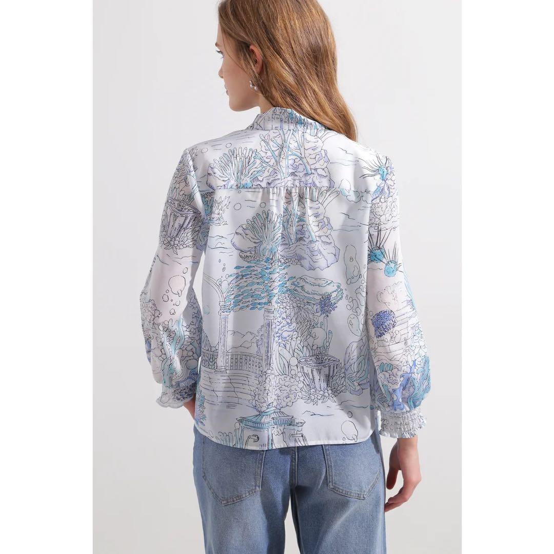 く*る様 PINKY&DIANNE ノーティカルプリントブラウス ブルー