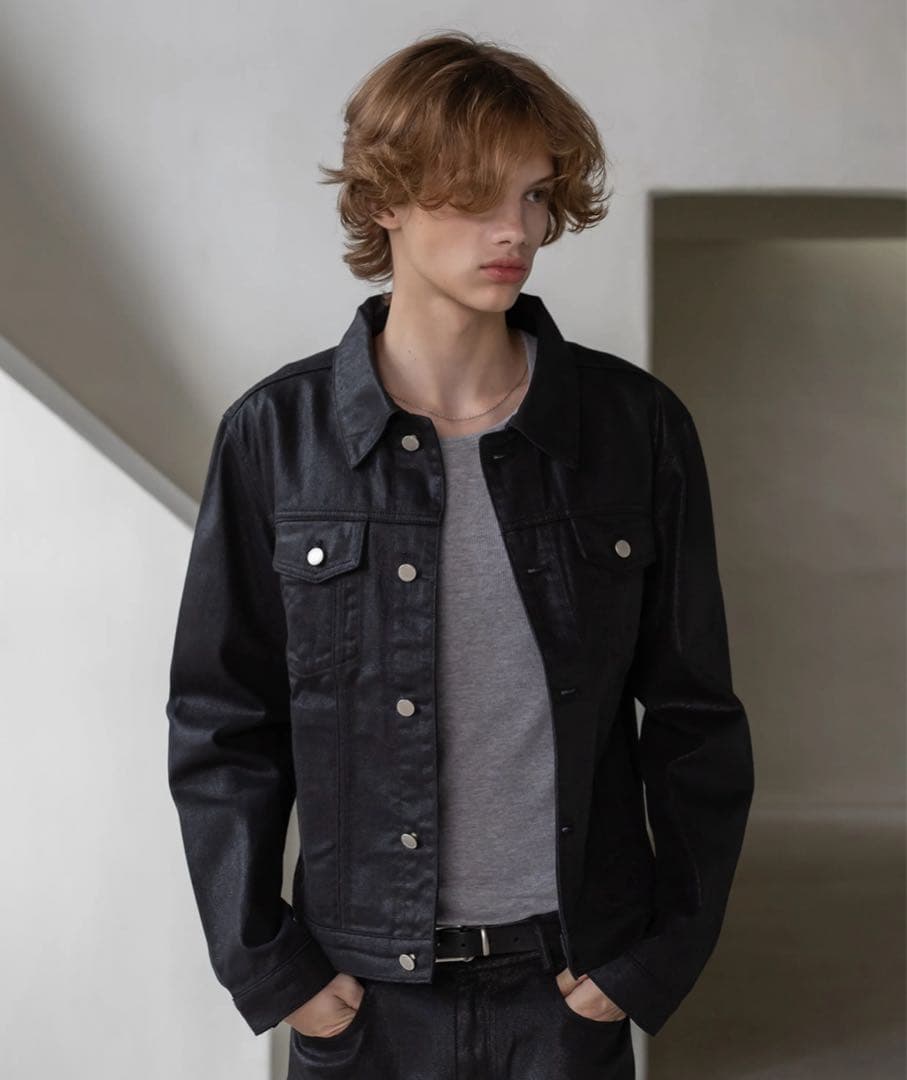 【新品・未使用】DOCOROSO ブラックコーティングデニムジャケット