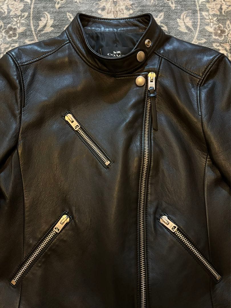 coachコーチ ラムレザージャケッ ト ブラック